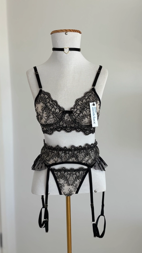 Lingerie Privé - 4 Peças | Tule Bordado - 1