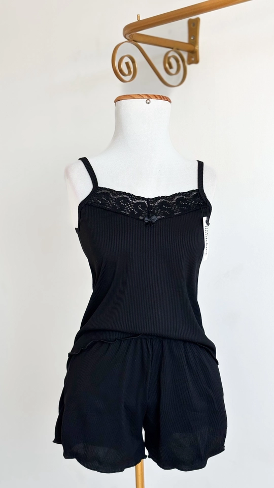 Short Doll Canelado Basic | Preto
