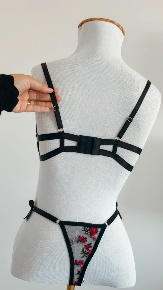 Lingerie Lille + Cinta Liga | Tule Bordado - imagem 3