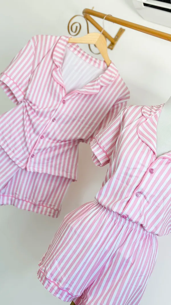 Pijama Girlhood | Listrado Rosa - imagem 3