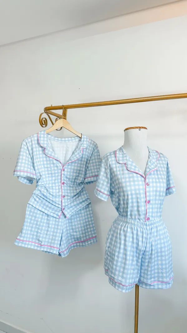 Pijama Girlhood | Xadrex Azul - imagem 1