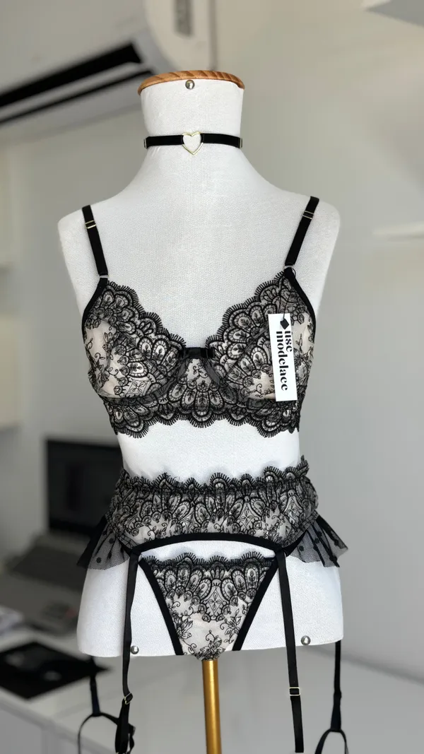 Lingerie Privé - 4 Peças | Tule Bordado - imagem 5