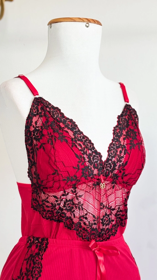 Short Doll Canelado Bicolor | Vermelho - imagem 2