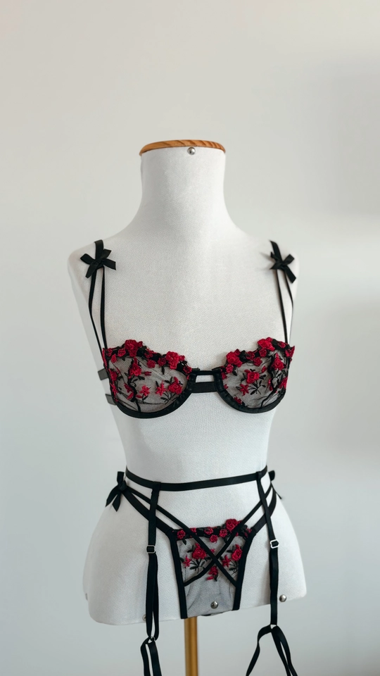 Lingerie Lille + Cinta Liga | Tule Bordado - imagem 2