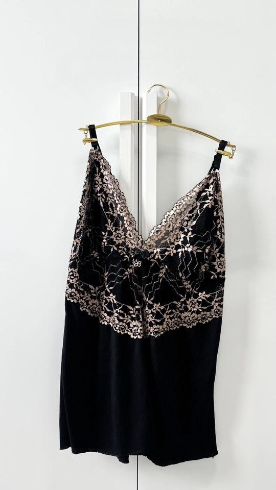 Short Doll Canelado Bicolor | Preto - imagem 2