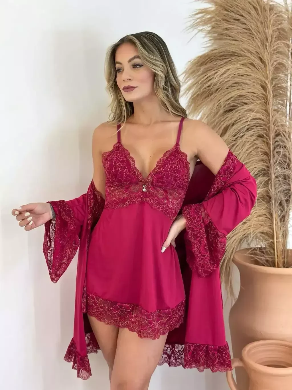 Robe/Camisola sem Bojo Desejo/Dourado - 1