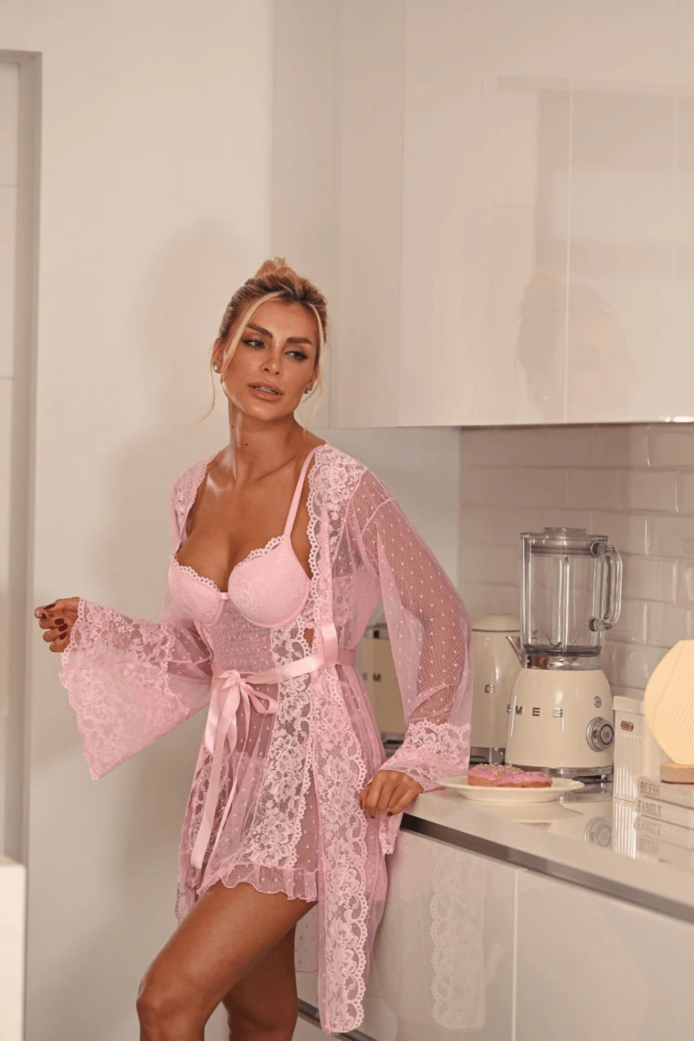 KIT CAMISOLA ALGODÃO DOCE COM ROBE-3 PEÇAS - 1