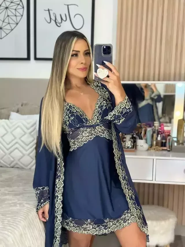 Robe/Camisola sem Bojo Sideral/Marfim (Fran) - 1