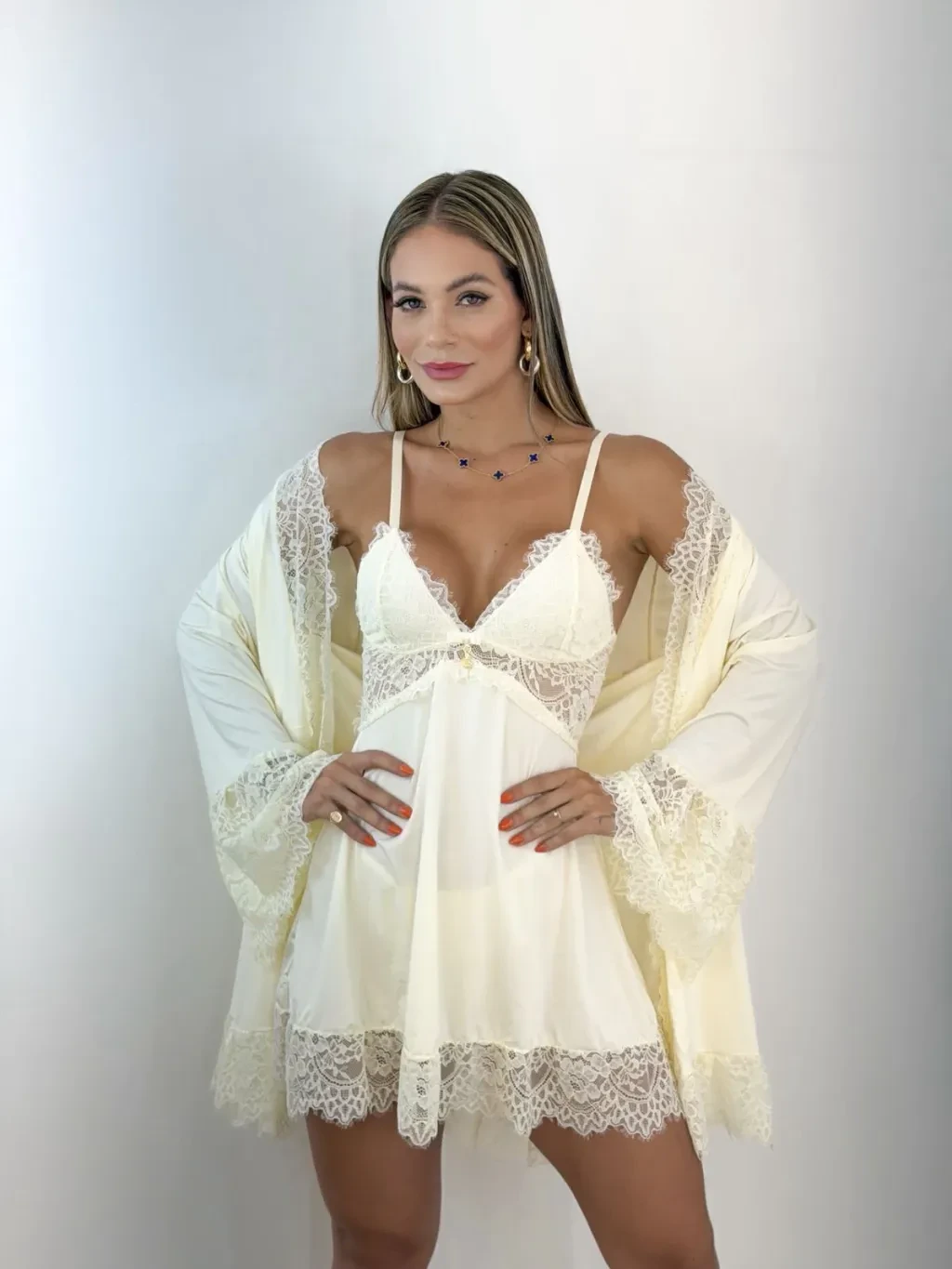 Robe/Camisola sem Bojo Elisa Marfim - 1