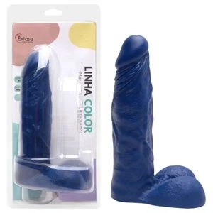 Pênis De Borracha Maciço Color 18,5 X 4,7cm AZUL - 1
