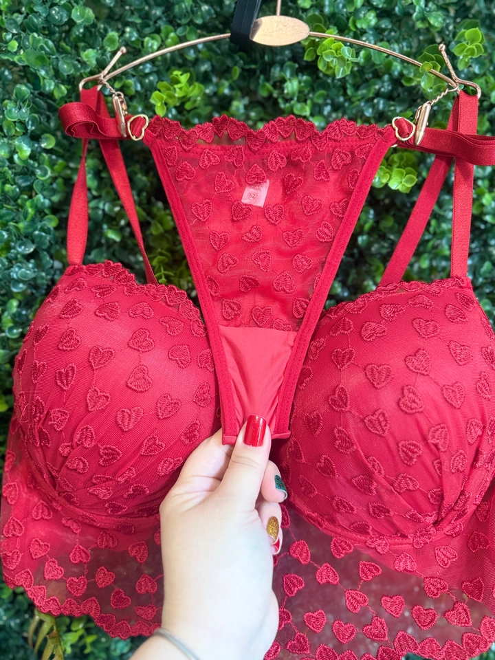 Conjunto plus 50/52 bojo coração Vermelho Personalizado - 4