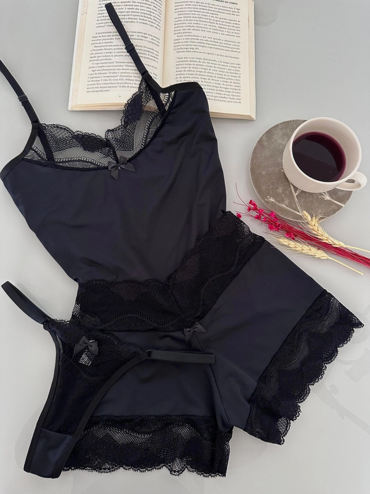 BABY DOLL com calcinha preto  - 2