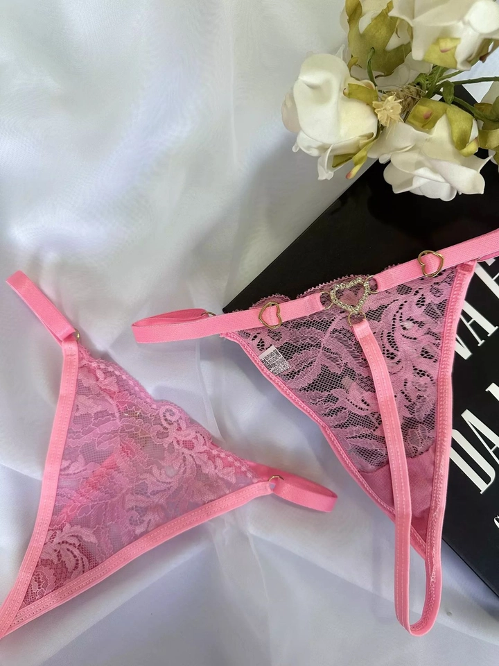 Calcinha coração Strass Rosa - 1