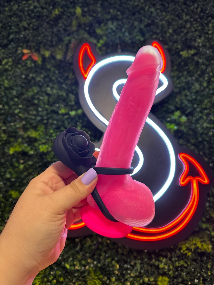 Anel peniano duplo com rosa estimuladora POR APLICATIVO - 1
