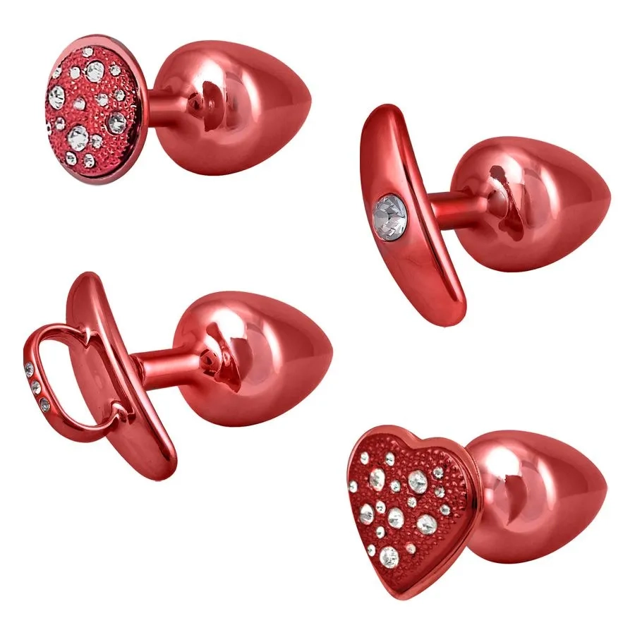  KIT PLUG ANAL COM BASE REMOVÍVEL 2,5 X 3,8 CM M Vermelho - imagem 3