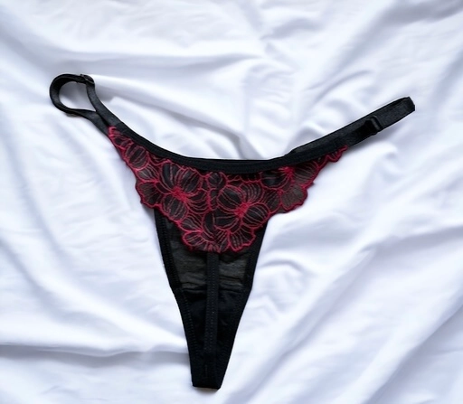 Calcinha Tule preta Flor - 1