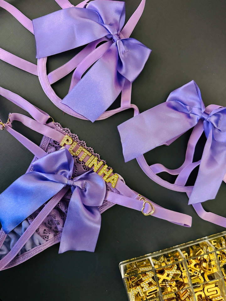 Conjunto Laço Personalizado Lilas - 1