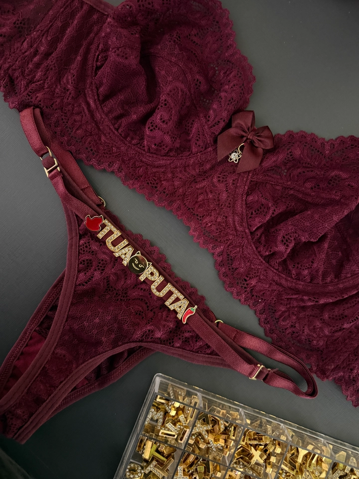 Conjunto Renda Marsala Personalizado - 1