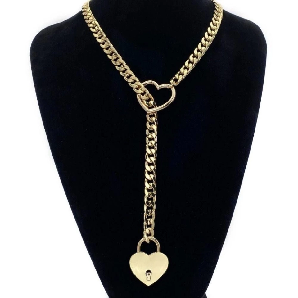 Colar enforcador com Cadeado Dourado - 1