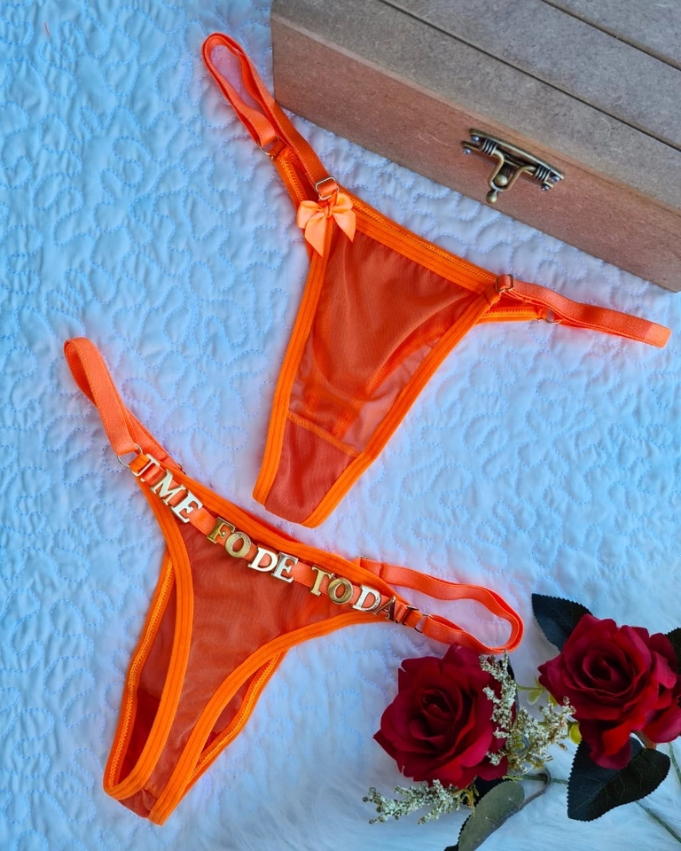 Calcinha Personalizada Tule Laranja  - 1