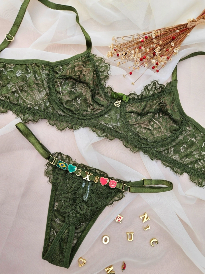 Conjunto Renda Personalizado Verde Eclipse - imagem 1