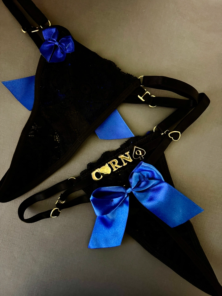 Calcinha Laço Azul Renda Personalizada - 1