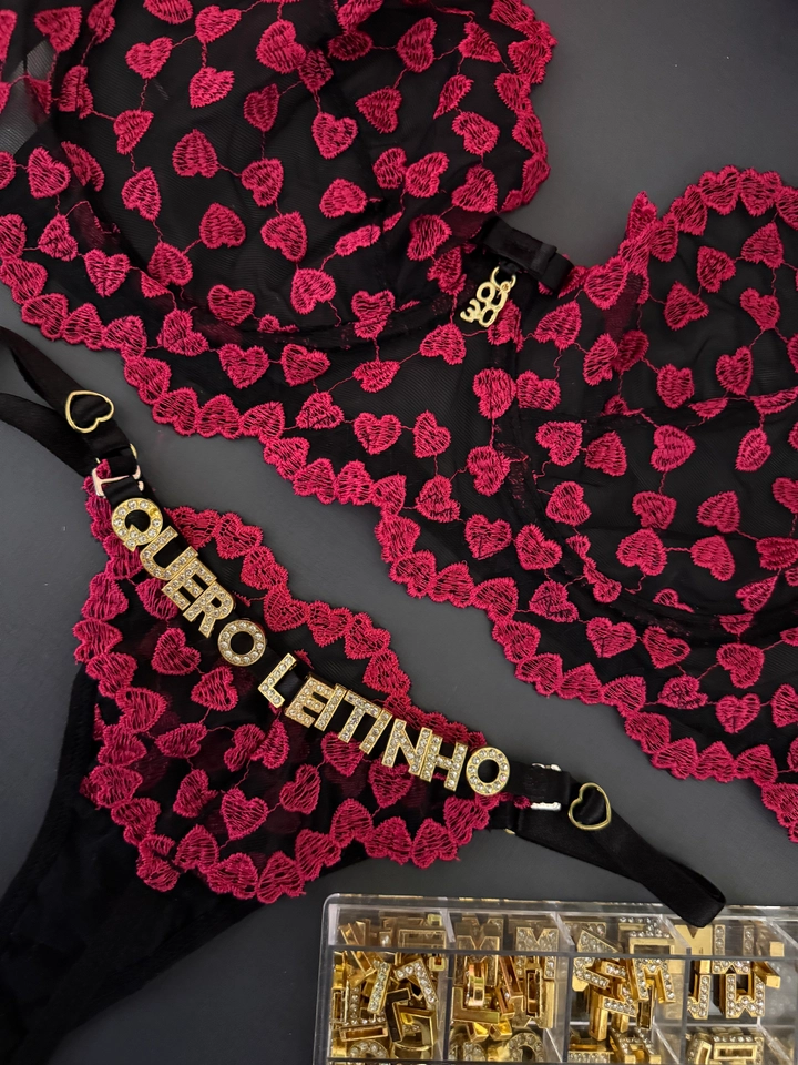 Conjunto Love preto/rosa - 1