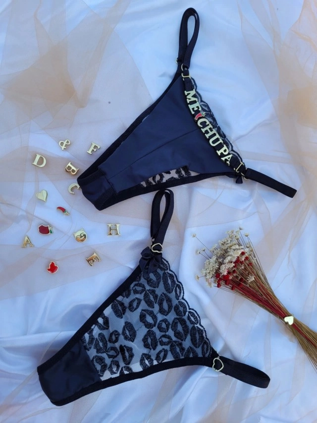 Calcinha Personalizar Boca nude/preta - 1