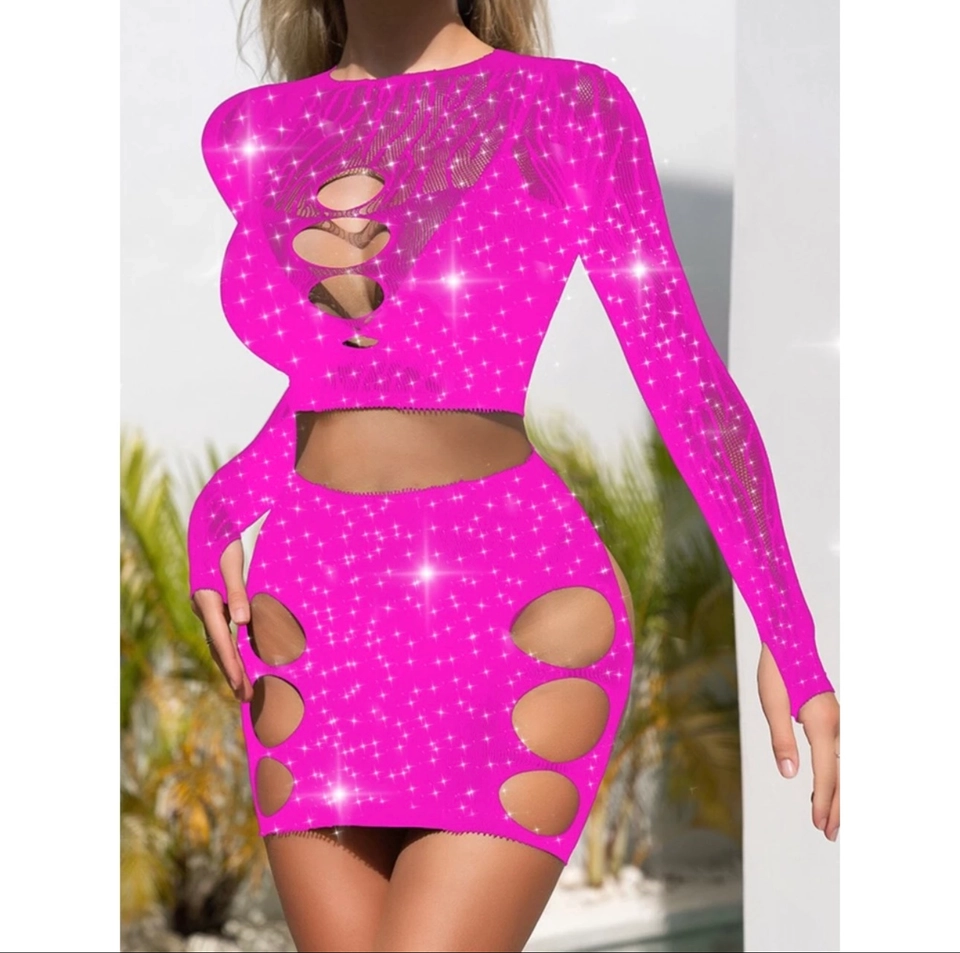 Conjunto arrastão strass Rosa - 1