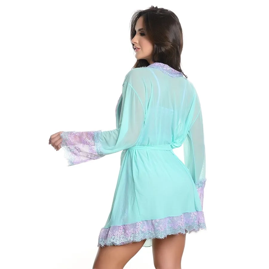 Robe Renda Lilás com Verde Agua - 2
