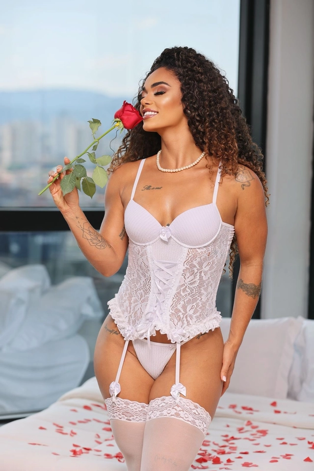 Espartilho com Meia Branco - 4