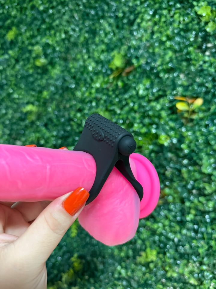 Anel Peniano Duplo Com Vibrador Bullet Silicone Macio  - imagem 1
