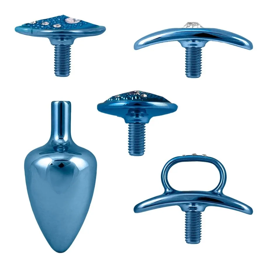  KIT PLUG ANAL COM BASE REMOVÍVEL 2,5 X 3,8 CM M AZUL - imagem 2