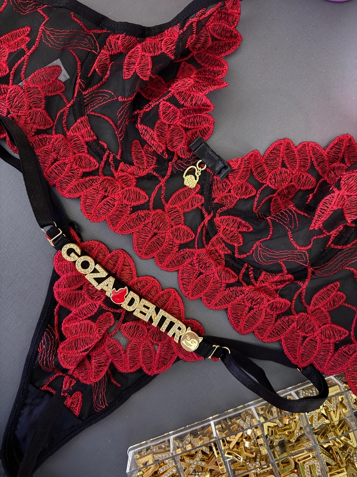 Conjunto Pétala Preto/Vermelho Personalizado  - 4
