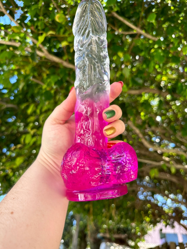 PRÓTESE C/ VENTOSA TRANSPARENTE COM ROSA 22X4,3CM - 3