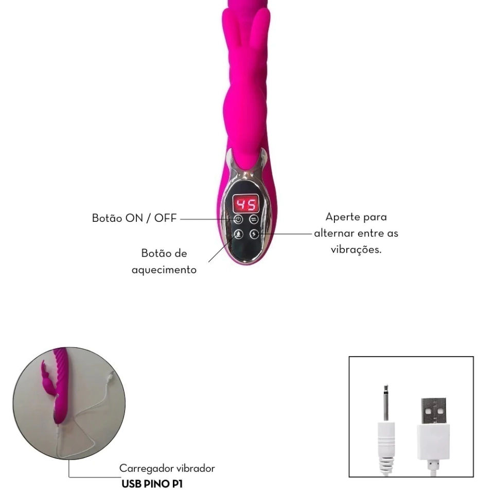 Vibrador ponto G com estimulador clitoriano e aquecimento - 4