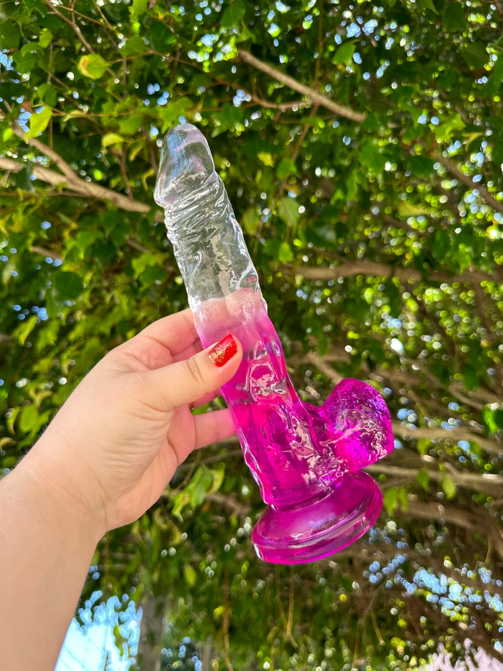 PRÓTESE C/ VENTOSA TRANSPARENTE COM ROSA 22X4,3CM - 2