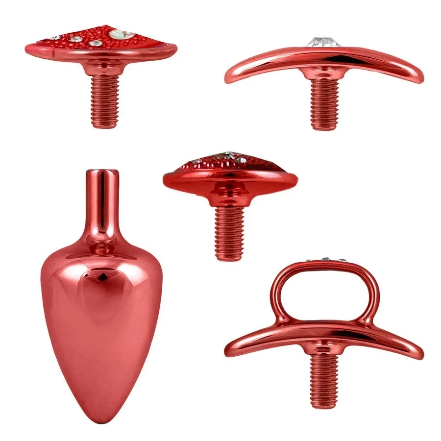  KIT PLUG ANAL COM BASE REMOVÍVEL 2,5 X 3,8 CM M Vermelho - imagem 2