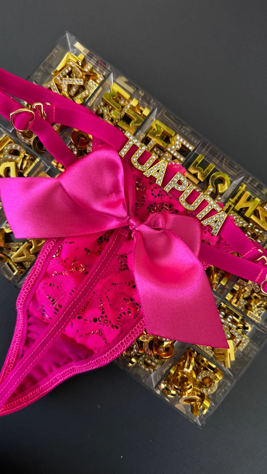 Calcinha Laço Rosa Neon Personalizada - 1