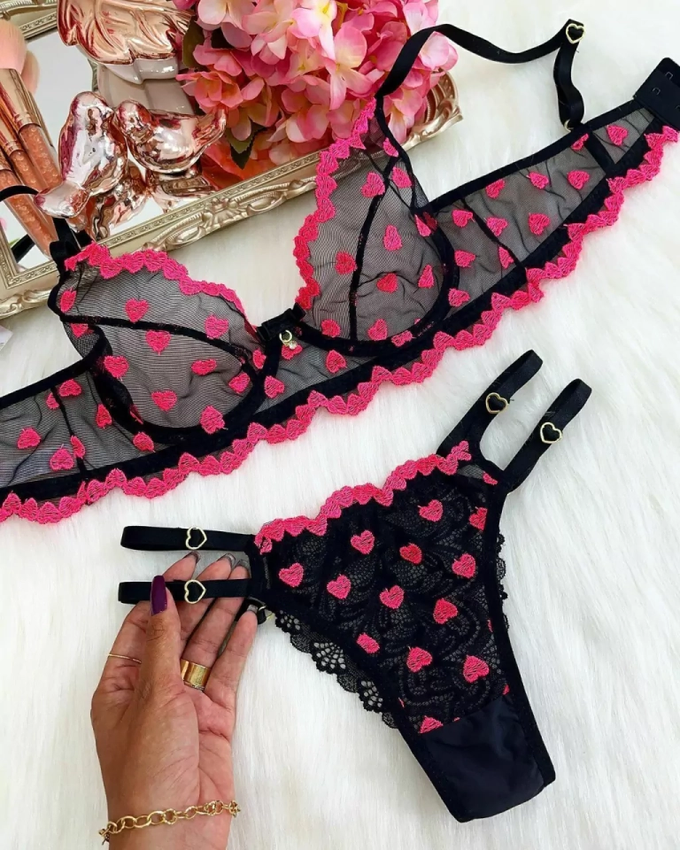 Conjunto Coração pink Personalizado  - 2