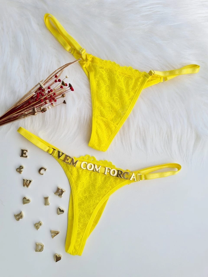 Calcinha Personalizada Renda Amarela - 1