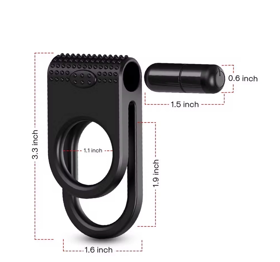Anel Peniano Duplo Com Vibrador Bullet Silicone Macio  - imagem 2