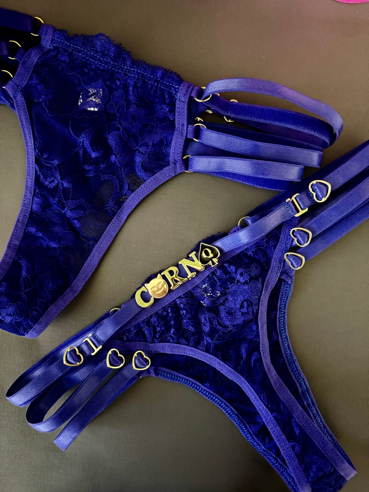 Calcinha Personalizada Tripla Azul - 1