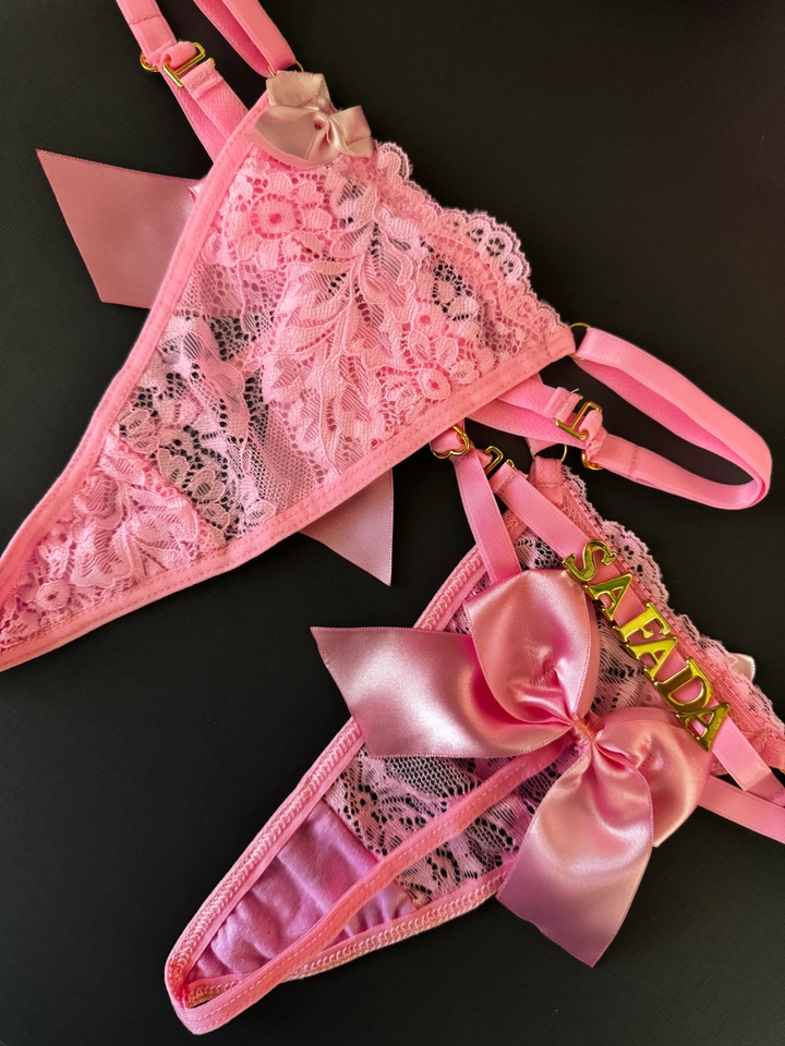 Calcinha Laço Rosa Personalizada  - 1