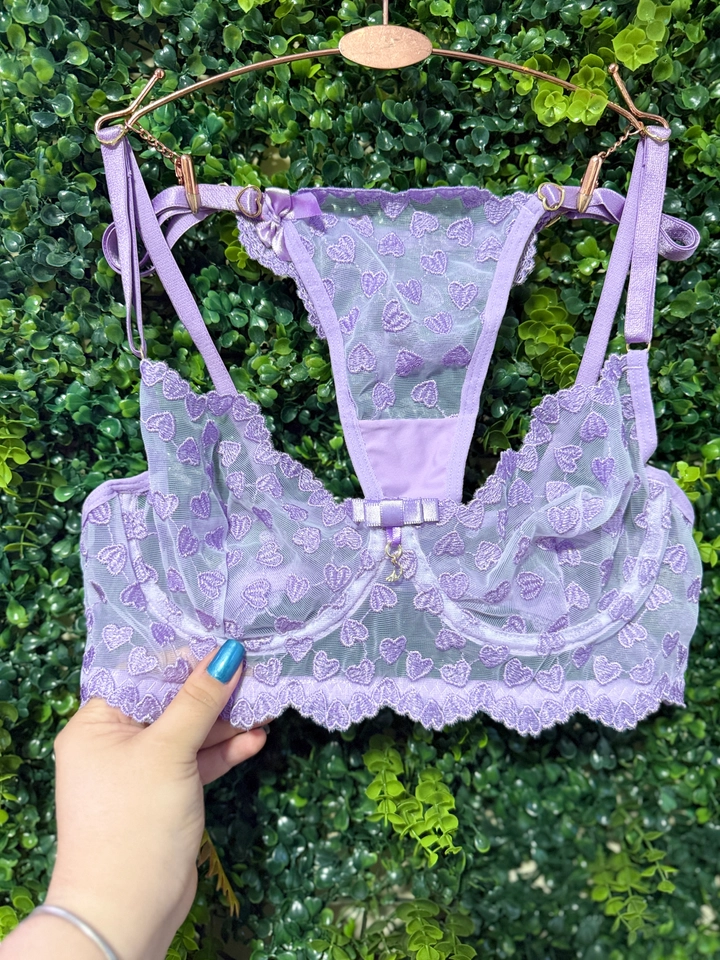 Conjunto Coração Lilás Personalizado  - 3