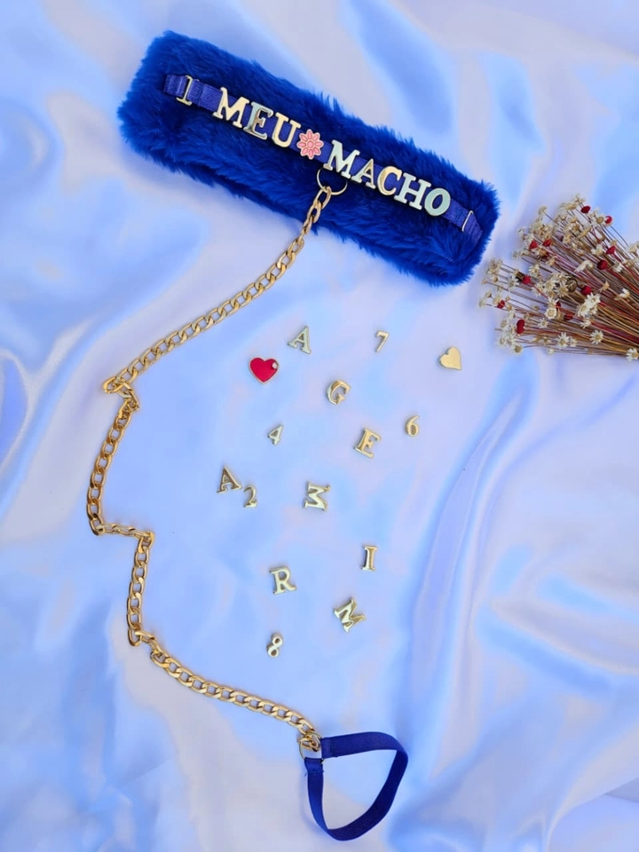 Coleira Personalizada Pelúcia AZUL - 2