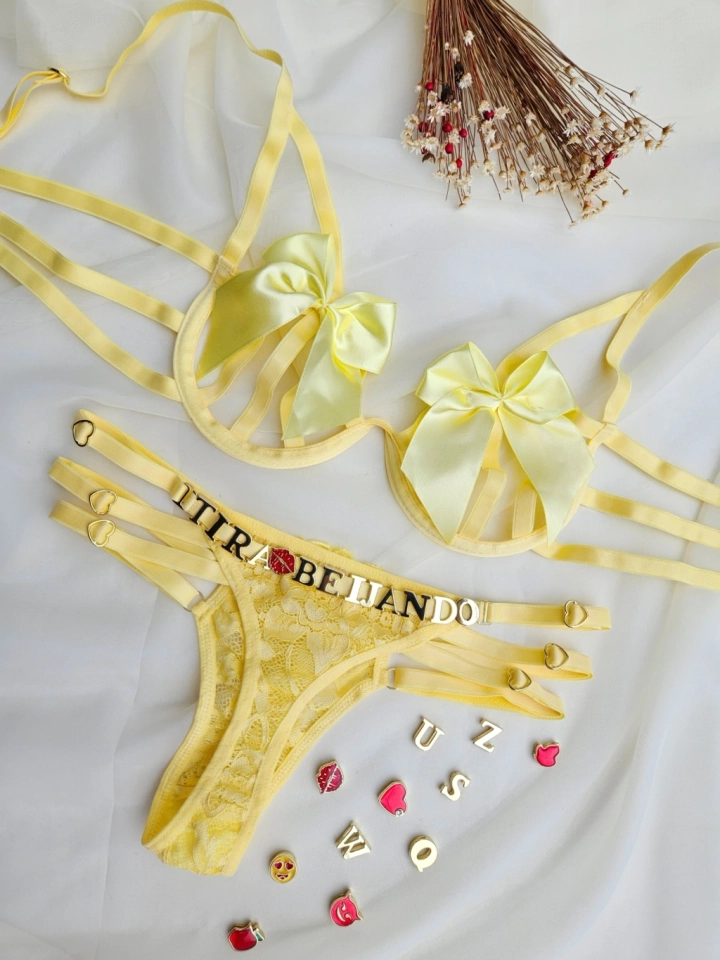 Conjunto Laço Amarelo 3 tiras Personalizado - imagem 3