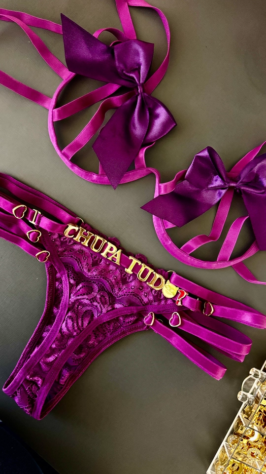 Conjunto laço Roxo personalizado  - 1