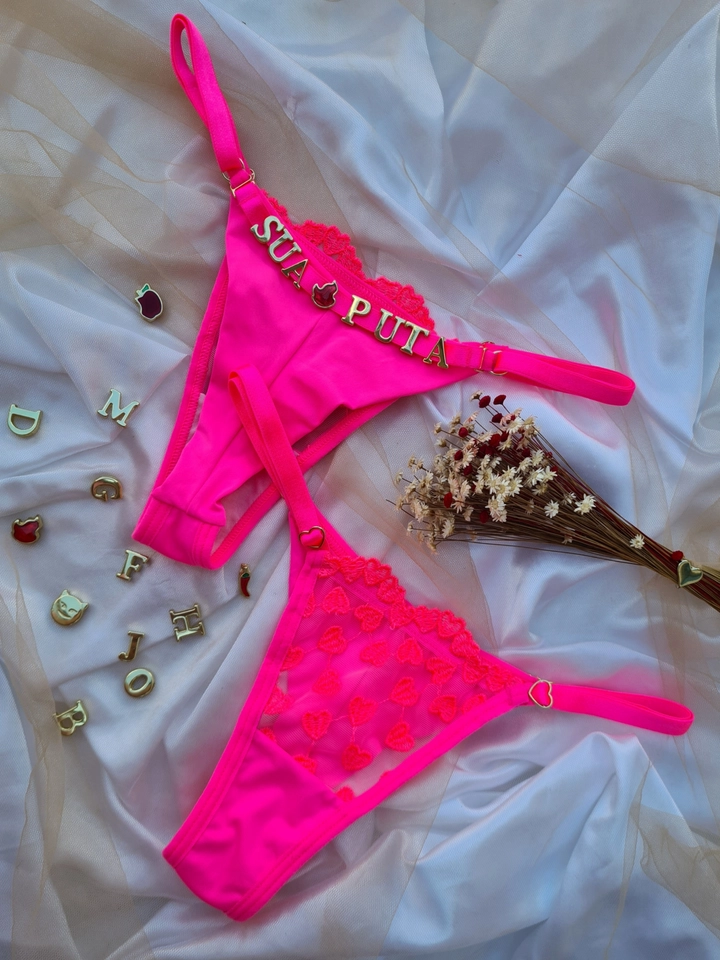 Calcinha Personalizada CORAÇÃO Pink fio duplo