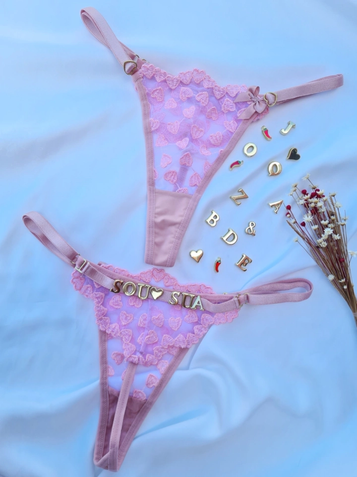 Calcinha personalizada Coracao Rosa Romance - 1